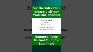 Mutual fund  Expense Ratio  Mutual fund for beginners [upl. by Elocn]