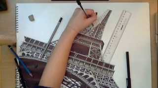 Realistic Drawing The Eiffel Tower [upl. by Marnie]