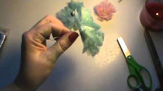 Shabby chic used dryer sheet flower tutorial for scrapbooks and cards [upl. by Arlette]