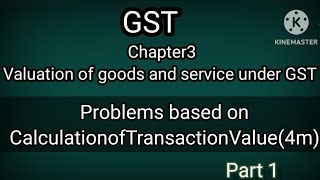 5th sem bcom Ch3 Valuation of goods and services under GST Problems on Transaction value in kannada [upl. by Anirazc]