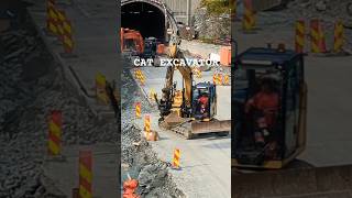 CAT Excavator move gravel in bucket shorts caterpillar roadwork pixel7pro [upl. by Eitsyrc655]