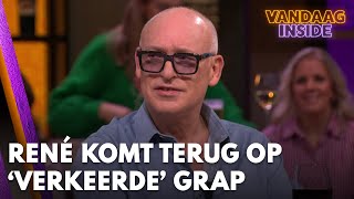 René komt terug op verkeerde grap Gisteren was niet goed  VANDAAG INSIDE [upl. by Angadreme]