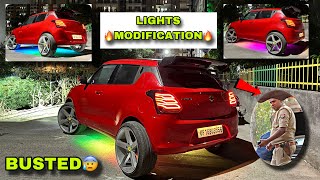 POLICE🚨BUSTED🚫  FINALLY UNDERBODY COLOURFUL LIGHTS INSTALLED IN SWIFT🔥  Harshit Vlogs [upl. by Leasi]