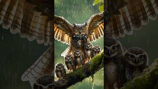 Owl Shields Owlets from intense Rain owl rain mother motherbird trending [upl. by Reni]