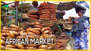 Lagos Nigeria 4k  Market Life  Buying Shea butter and shrimp in the most BUSY MARKET of AFRICA [upl. by Checani770]