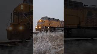 Two westbound UP trains on a cold afternoon in Kuna [upl. by Sirotek]