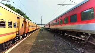 WAP4 Crossing WAP7ICF crossing LHB Janmabhoomi crossing Circar at top speedindianrailwaystrain [upl. by Lash940]