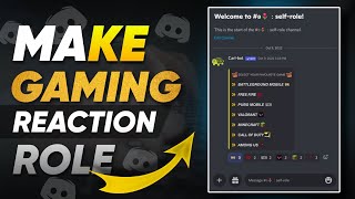 How to make Reaction Roles on discord Make gaming Reaction Role 2022 [upl. by Eenattirb]