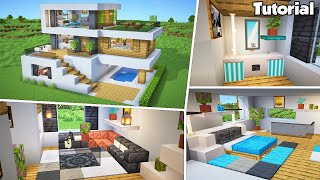 Minecraft Modern House 51 Interior Tutorial  How to Build  💡Material List in Description [upl. by Urita415]