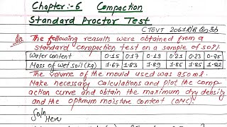 Unit6  Standard Proctor Test Numerical  Soil Mechanics  Diploma Civil  Prashant YT  CTEVT [upl. by Neeluqcaj841]