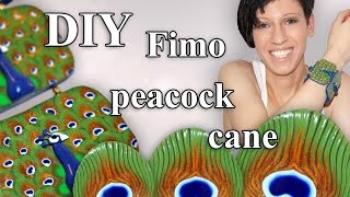 FIMO Pfau Cane Polymer Clay Peacock  Tutorial HDDE ENSub [upl. by Leahcar259]