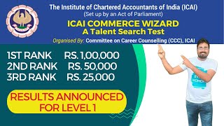 Breaking News  Results Announced for L1 ICAI Commerce Wizard 202223  Win Cash Prize upto Rs 1 Lac [upl. by Joelly327]