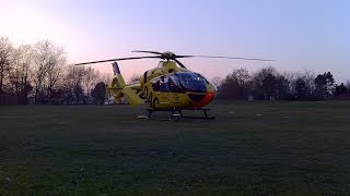 Rettungshubschrauber Christoph25  Anflug bei Dämmerung Klinikum Wetzlar  Start im Dunkeln [upl. by Norward595]