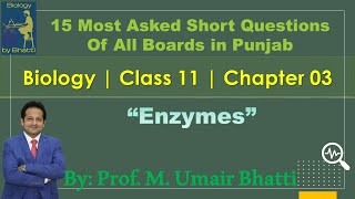 Most Important Short Question  Biology Class 11  Chapter 3  Enzymes  SirUmairBhatti [upl. by Lathan]