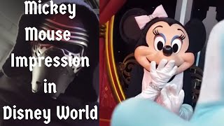 DISNEY CASTMEMBERS UNBELIEVABLE REACTIONS TO AMAZING MICKEY MOUSE IMPRESSION Ft Kylo Ren [upl. by Llewen]