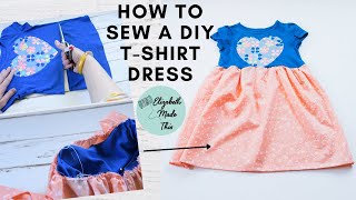 DIY t shirt dress How to make a tshirt into a dress in about 20 minutes [upl. by Merc]