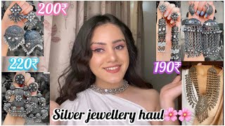 Huge silver jewellery haul under 299₹😍  Best affordable oxidised jewellery  kp styles [upl. by Selwin710]