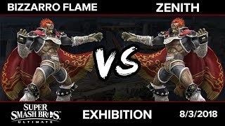 EVO 2018 Smash Bros Ultimate Demo  Bizzarro Flame Ganon Vs Zenith Ganon Mario  Exhibition [upl. by Ahsilahk]