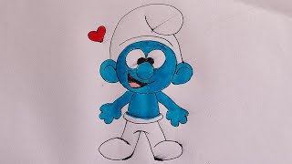 How to draw cartoon characters  pencil drawing cartoon characters  The Smurf [upl. by Kaiser]