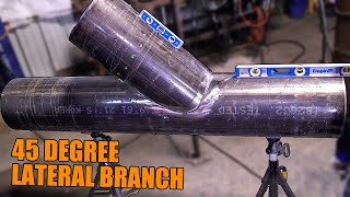 45 DEGREE LATERAL BRANCH layoutfitup using the Pipefitters Blue Book [upl. by Verina2]