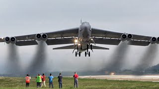 US Pilot Throttles B52 Engines to Their Limits During Scary Smoky Takeoffs [upl. by Abbi]