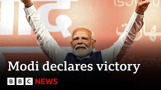 India election Modi claims victory but may fall short of outright majority  BBC News [upl. by Lulita894]