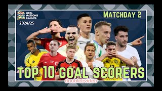 UEFA NATIONS LEAGUE TOP 10 GOAL SCORERS 202425 TODAY  MATCHDAY 2 [upl. by Diver685]