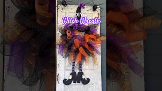 DIY Witch Wreath made from Dollar Store Materials 🧙💜 halloweenwreath halloweendiy halloweendecor [upl. by Arika]