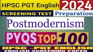 postmodernism English literature 100 pyq with example in English and Hindi for Hpsc pgt English [upl. by Emina326]