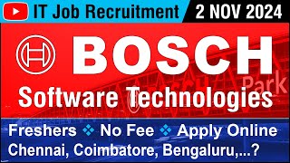 IT JOB  BOSCH Global Software Tech  Recruitment 2 NOV 2024  Chennai Coimbatore  in Tamil [upl. by Enyalb]