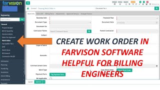 How Can Create work order in Farvision Help full for Billing Engineer Civil Engineering [upl. by Eirojam]