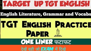 Practice Paper 2  One Liner  TGT English  English Literature GrammarVocabs  EXAMPLAR CH [upl. by Aleta]