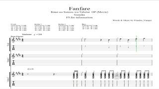 FULL 【TAB】 Kimi no Suizou wo Tabetai  Fanfare ファンファーレ [upl. by Neerual979]