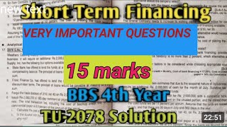 BBS 4rth yearcorporate financeunit 2short term financingTU 2078 QN 18 [upl. by Leake76]