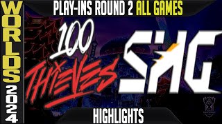 100 vs SHG Highlights ALL GAMES  Worlds 2024 Play Ins Lower Round 2  100 Thieves vs Fukoka Hawks [upl. by Slaohcin]