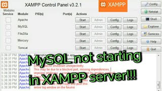 MySQL not starting in XAMPP server  Fully Solved 2020 [upl. by Asia730]