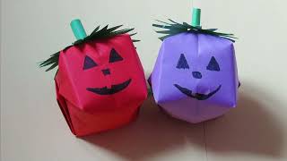 Diy  Decoratiuni de Halloween dovleci din hartie colorata Origami 🎃🎃🎃🎃 [upl. by Terrel]