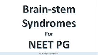 CNS Syndromes 🧠  NEET PG  MidBrain Pons and Medulla Syndromes [upl. by Elata]