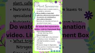 SENESCENCE in Plants feedshorts biologyshorts biologyvideos bsc3rdyear agriculture plants [upl. by Silver]