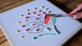 Easy Acrylic Painting Technique  Abstract Floral Painting  Step By Step [upl. by Danella]