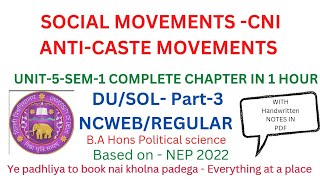 Anti Caste MovementsBA honspol sciSem1 Part 3Unit5 Colonialism and NationalismExplain [upl. by Nerte]