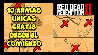 🔥10 ARMAS OCULTAS y GRATIS IMPRESCINDIBLES desde el COMIENZO de la AVENTURA en RED DEAD REDEMPTION 2 [upl. by Scever]