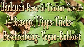 BärlauchPestoÖlTinkturGewürz 4Rezepte TippsTricksBeschreibungVeganRohkost [upl. by Dilahk793]