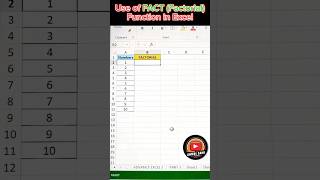 Excel Tips amp Tricks  Use of Fact Factorial Function in Excel excel exceltips exceltutorial [upl. by Waers]