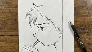 Easy sketch  How to draw anime boy drinking soda 🥤 using just a pencil for beginners [upl. by Kirstyn]