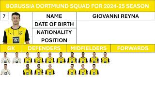 Borussia Dortmunds Squad for 202425 season  Who is your favourite [upl. by Tita]