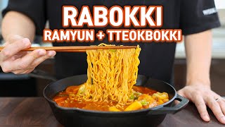 5 Minute RABOKKI l Tteokbokki with Ramyun Korean Spicy Rice Cake with Ramyun Noodles [upl. by Naik]