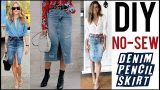 DIY How To Make a Denim Pencil Skirt  NOSEW  by Orly Shani [upl. by Maynord]