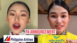 Philippine Airlines VS Cebu Pacific PA Announcement w Jen Barangan and Christine Dacera [upl. by Keelia]