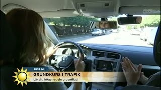 Maria Forsblom på grundkurs i trafiken  Nyhetsmorgon TV4 [upl. by Bloem706]